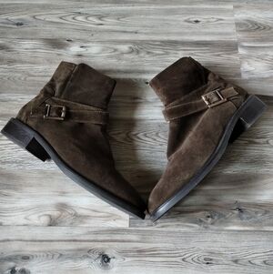 Aquatalia Bree Brown Suede Ankle Boots Size 10